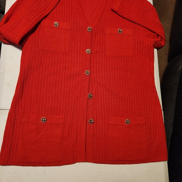 St John collection Red Knit Cardigan long sleeve/button down/ SIZE 12 OFFER - Picture 9 of 9